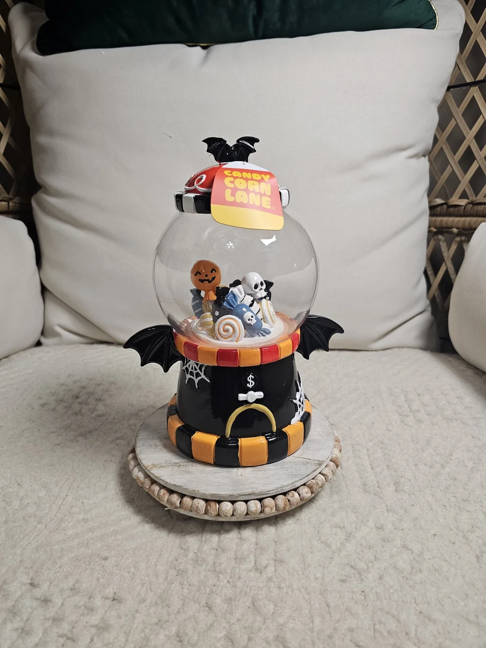 Halloween Candy Corn Lane Gumball Globe Decor - Black & Orange